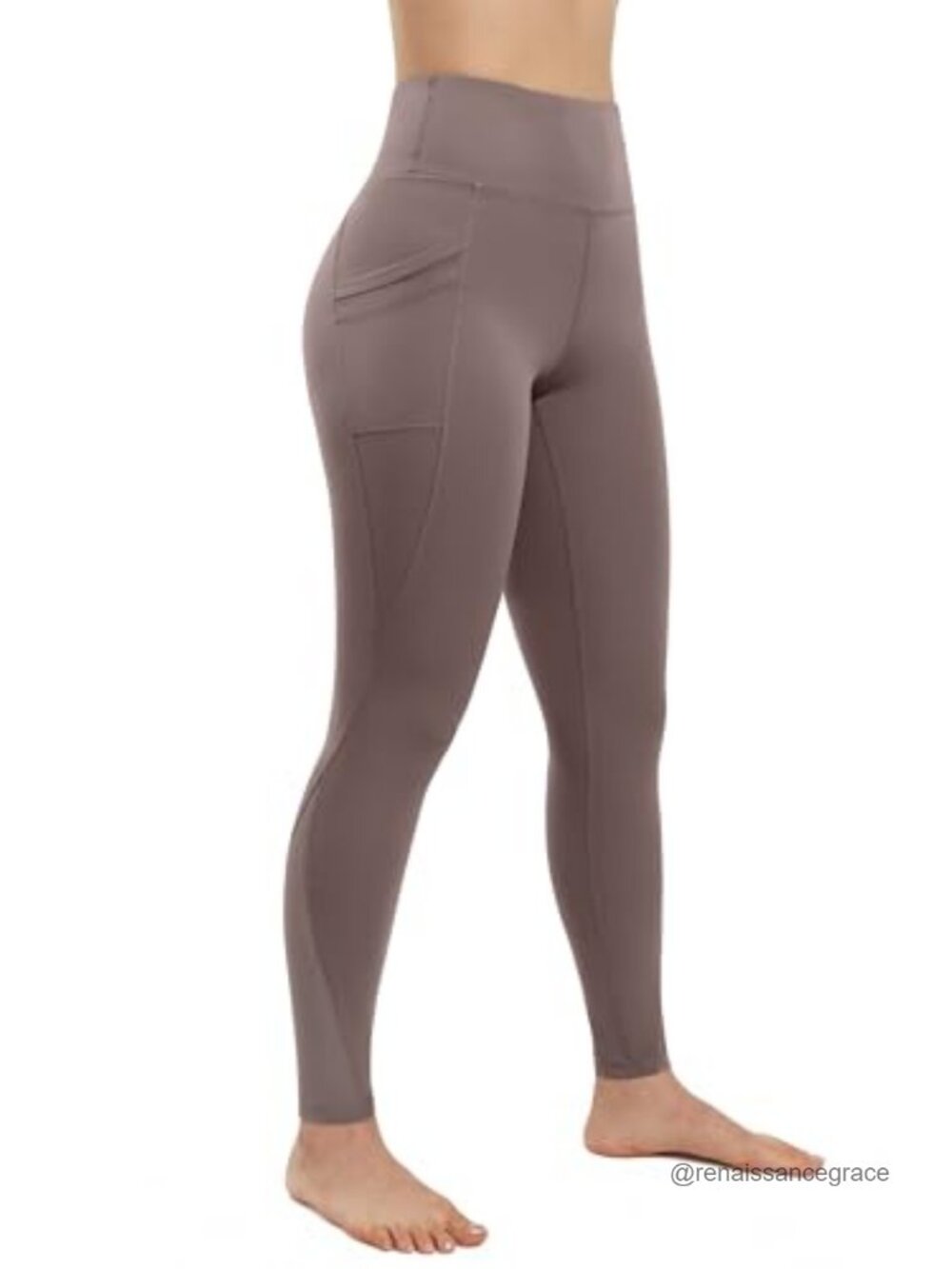High Waist Mesh Yoga Leggings with Side Pockets Tummy Control